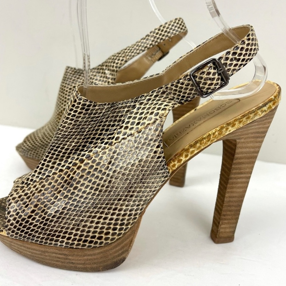 BCBG Max Azria Ebonee Snake Print Leather Heel peep toe